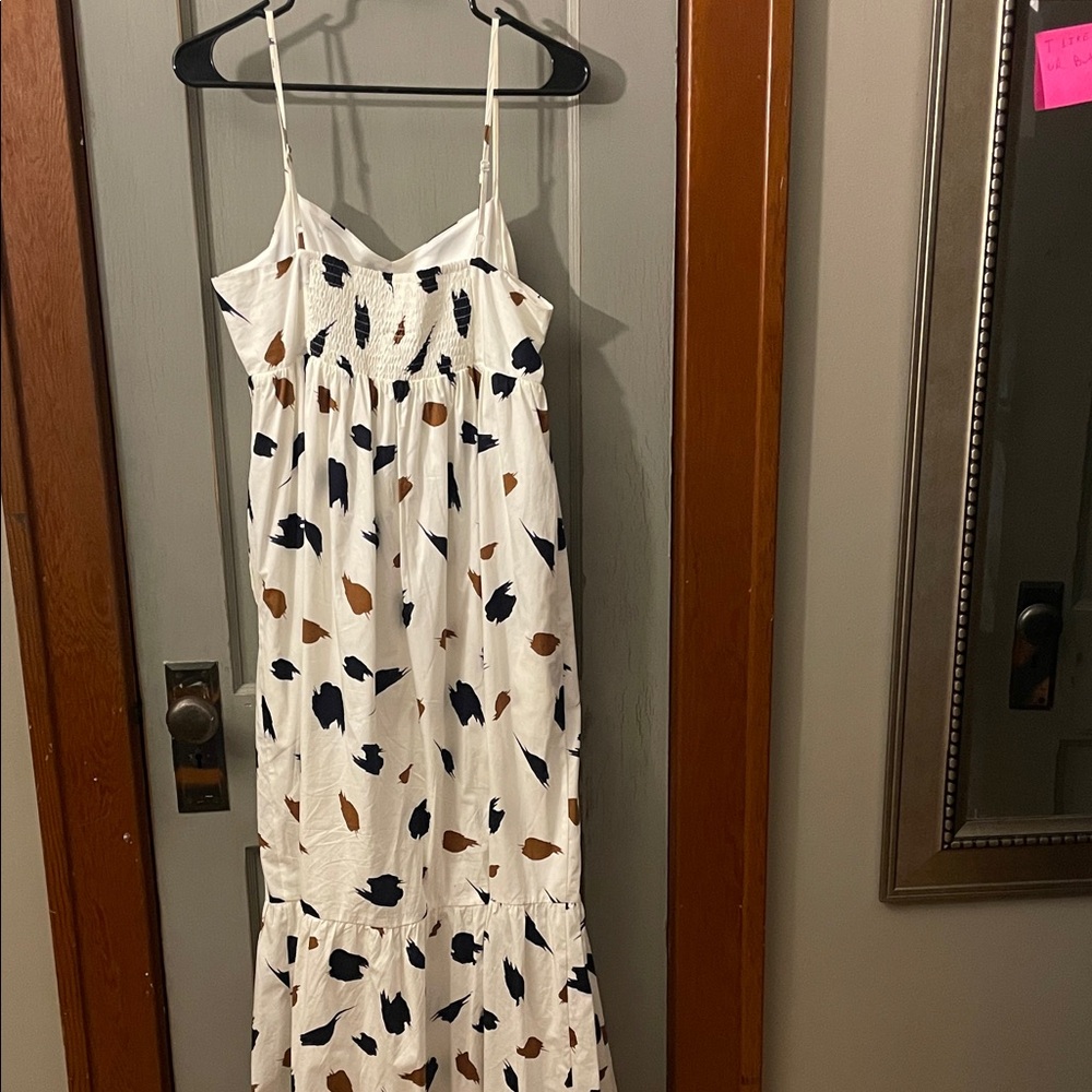Sugarlips White Maxi Dress with Blue and Brown Pattern - Picture 5 of 6
